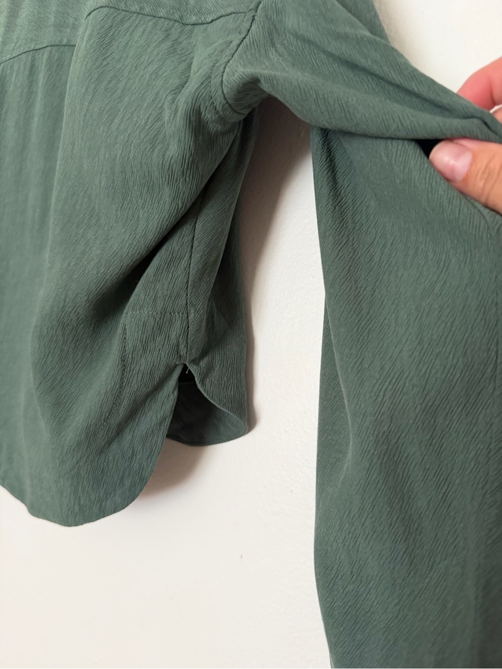 Madewell S Sage Green Lyocell Button Front Shirt Blouse Cropped Boxy Oversized - Picture 7 of 14